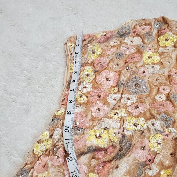 NWT Cider Beige Velvet Sequin Flowers Romantic Spring Strapless Mini Dress 3XL - Picture 13 of 16
